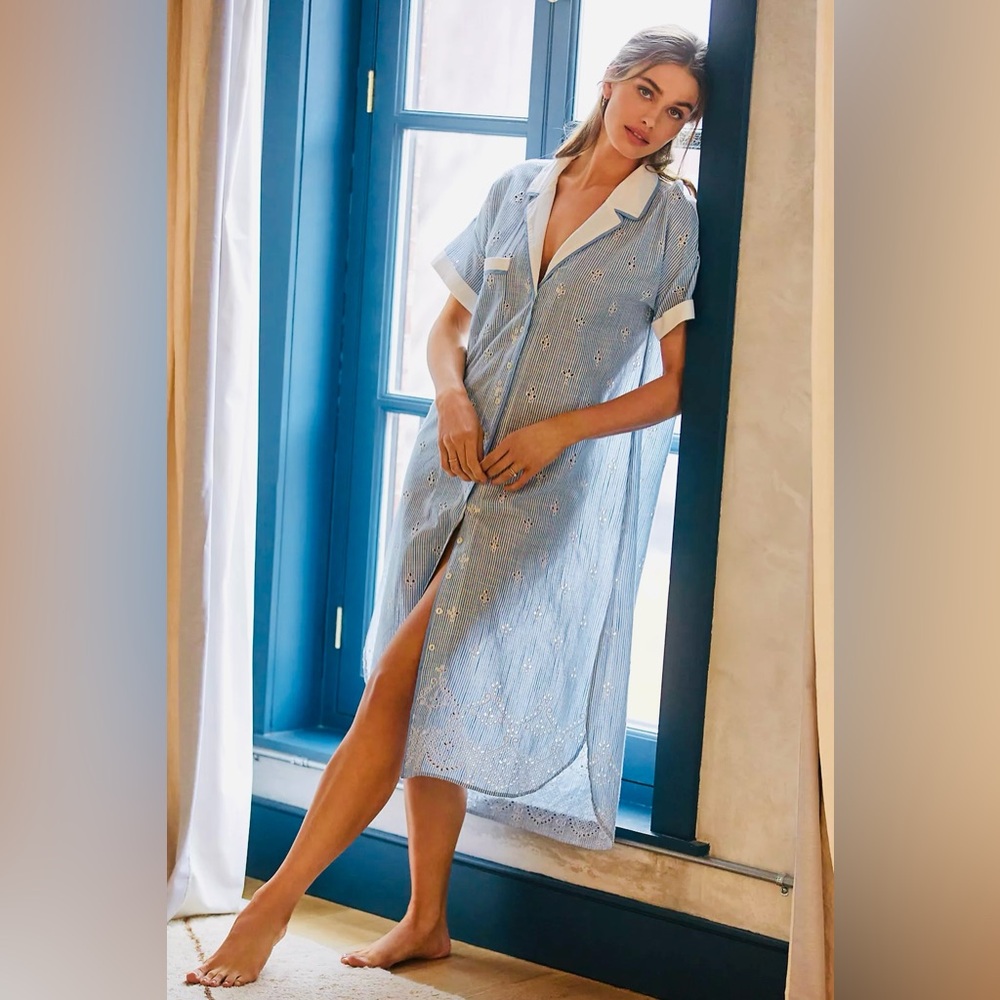 Cezzane Striped Eyelet Dress